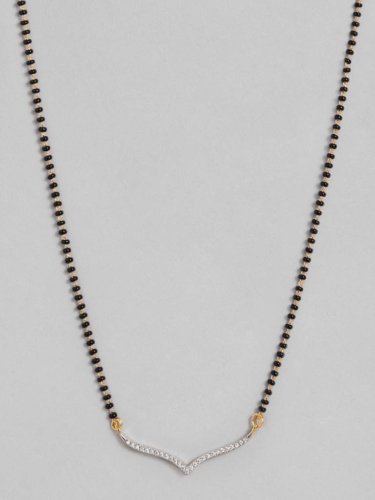 Gold Plated Mangalsutra With Delicate Black Beads : GPMS18SHawk