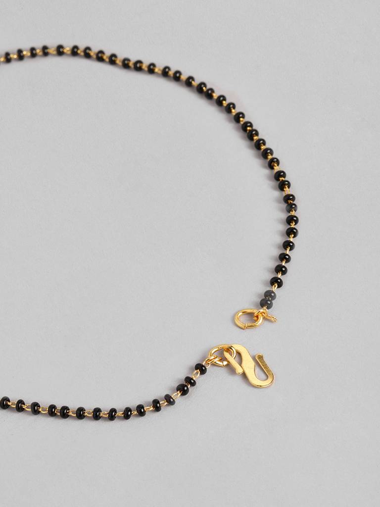 Gold Plated Mangalsutra With Delicate Black Beads : GPMS18SHawk