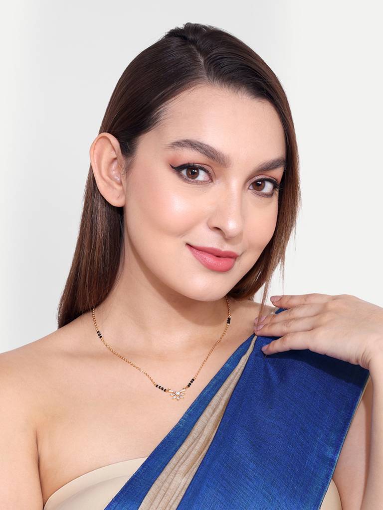 Gold Plated Black Bead Mangalsutra Lightweight And Durable : GPMS43Autograph