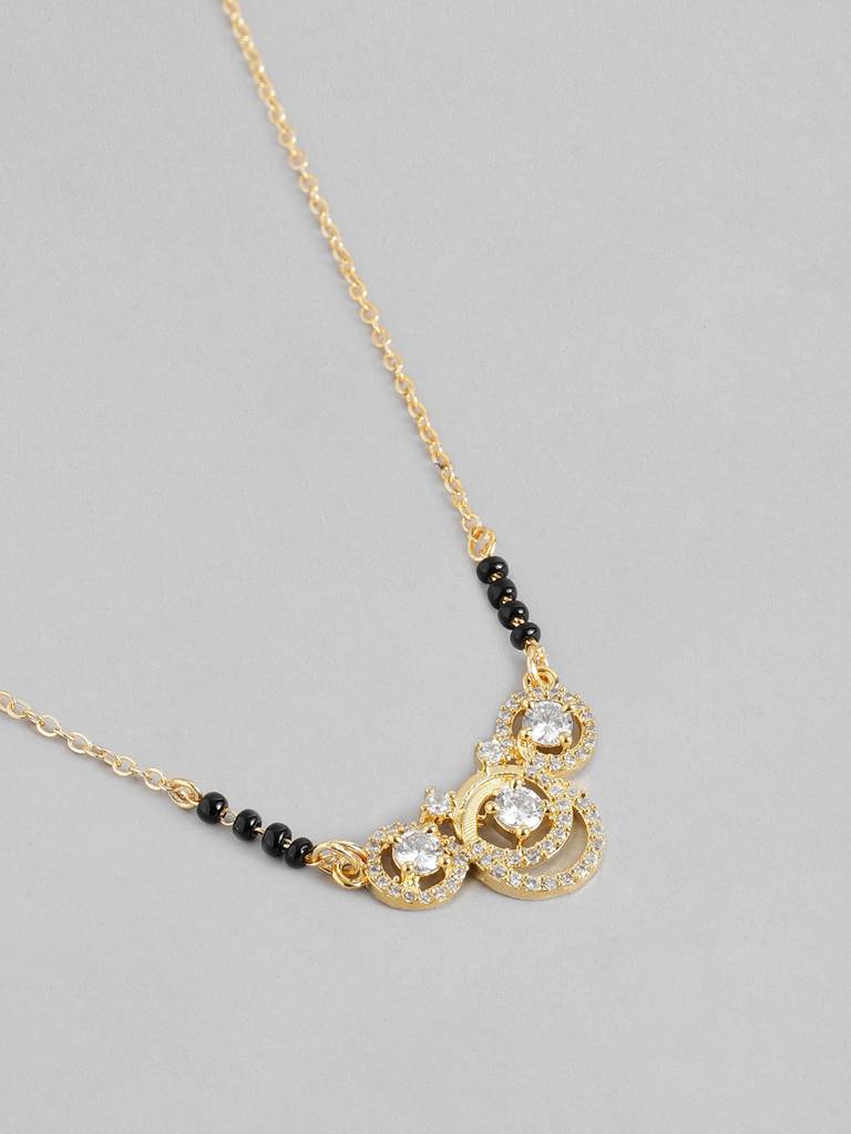 Modern American Mangalsutra With Black Beads And Gold Plating : GPMS44Mirror
