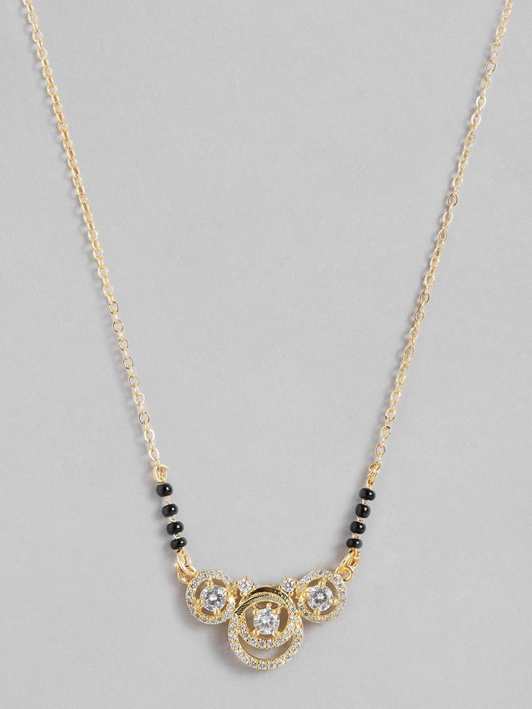 Modern American Mangalsutra With Black Beads And Gold Plating : GPMS44Mirror