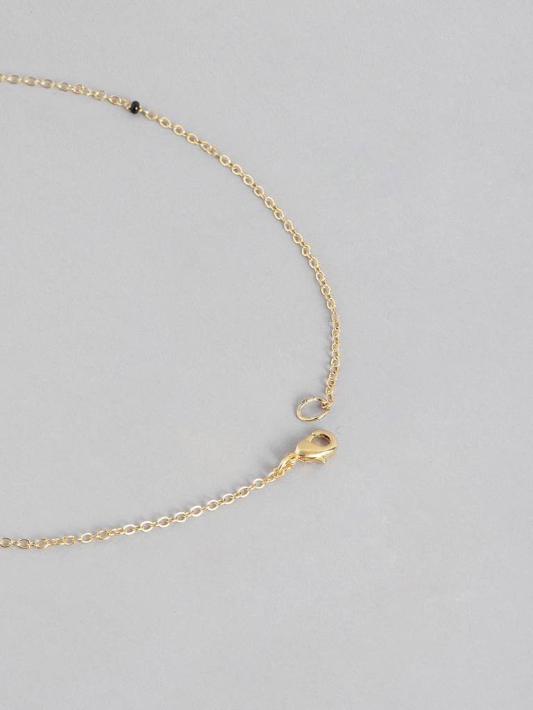 Beautiful Gold Plated Black Bead Mangalsutra For Gifting : GPMS46Charming