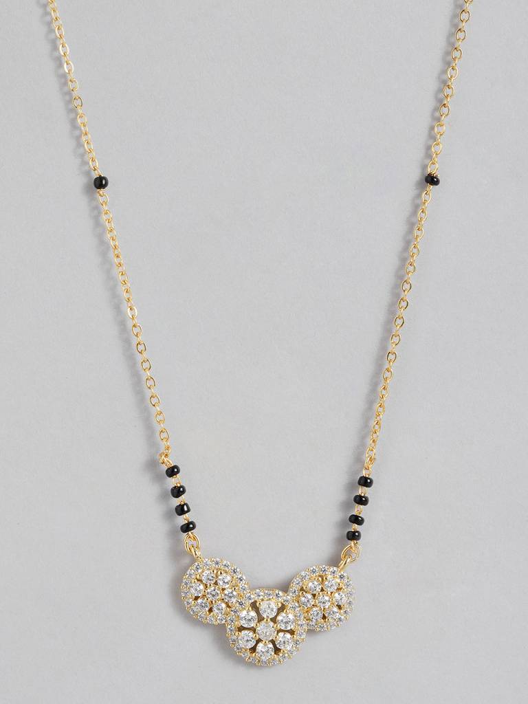 Beautiful Gold Plated Black Bead Mangalsutra For Gifting : GPMS46Charming