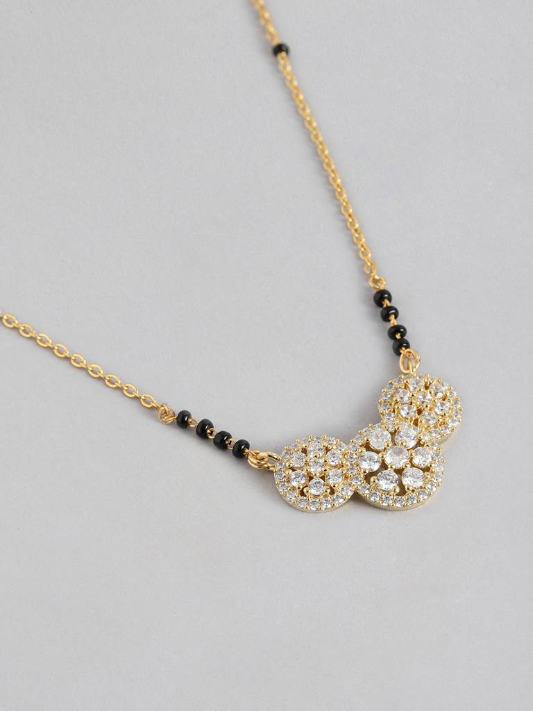Beautiful Gold Plated Black Bead Mangalsutra For Gifting : GPMS46Charming