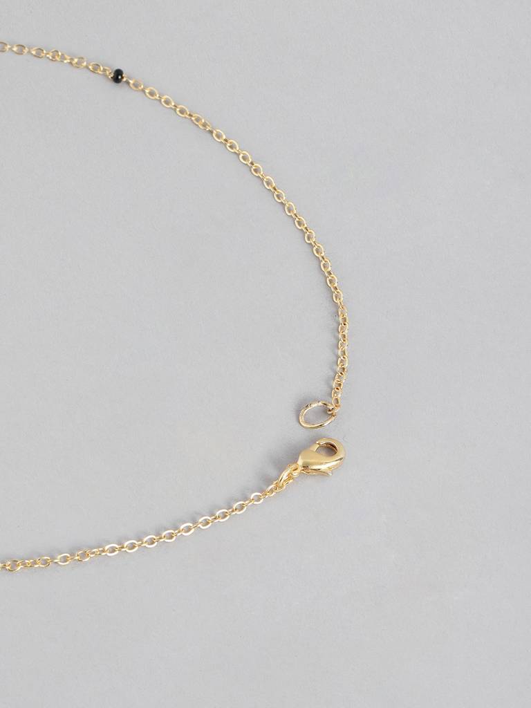 Minimalist Gold Plated Black Bead Mangalsutra For Everyday Wear : GPMS6BeadsBoldChain