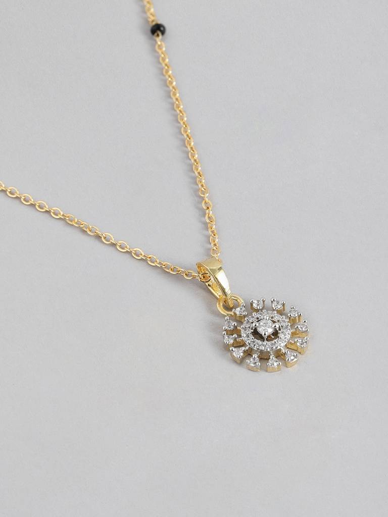Minimalist Gold Plated Black Bead Mangalsutra For Everyday Wear : GPMS6BeadsBoldChain