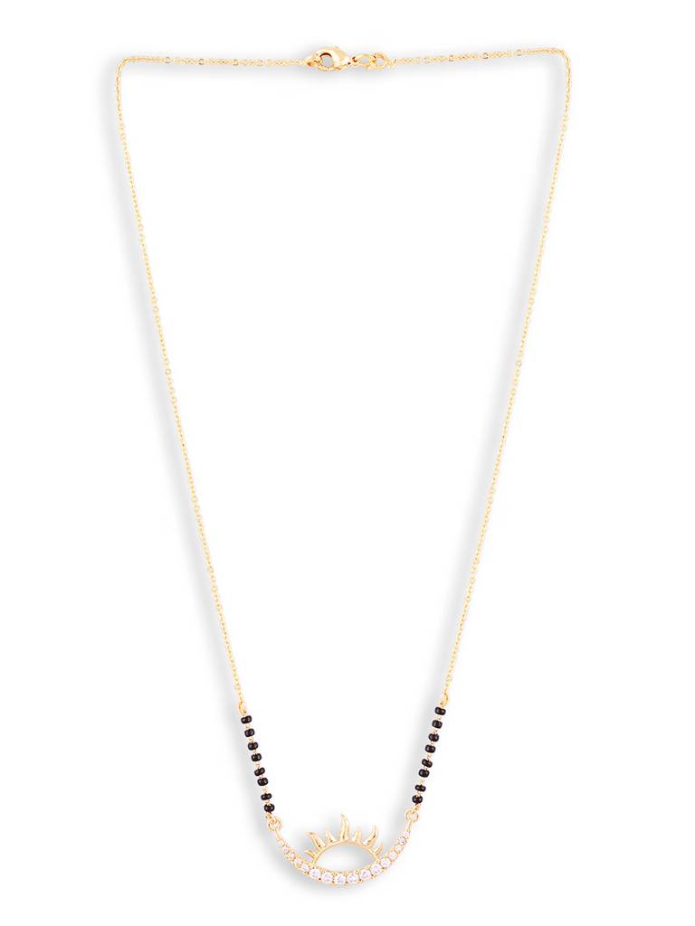 Gold Plated Black Bead Mangalsutra Perfect For Ethnic Wear : GPMS88Sunrise