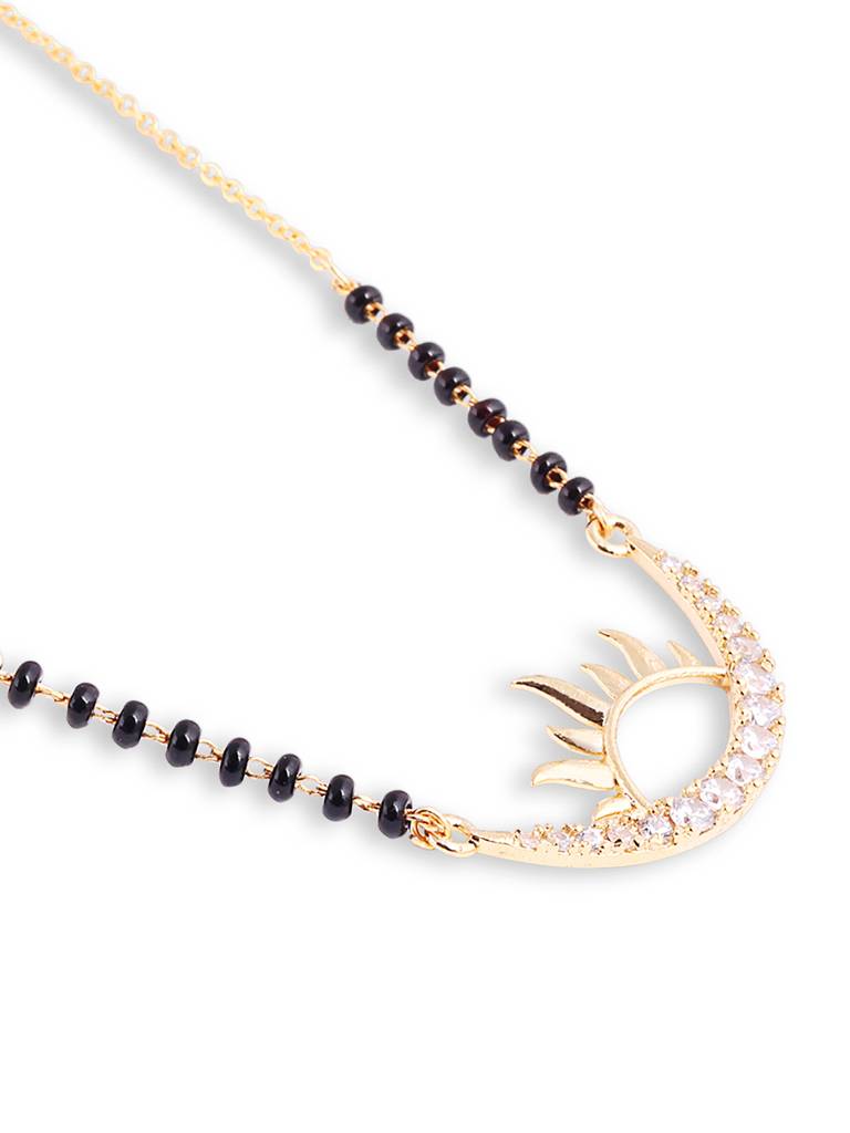 Gold Plated Black Bead Mangalsutra Perfect For Ethnic Wear : GPMS88Sunrise
