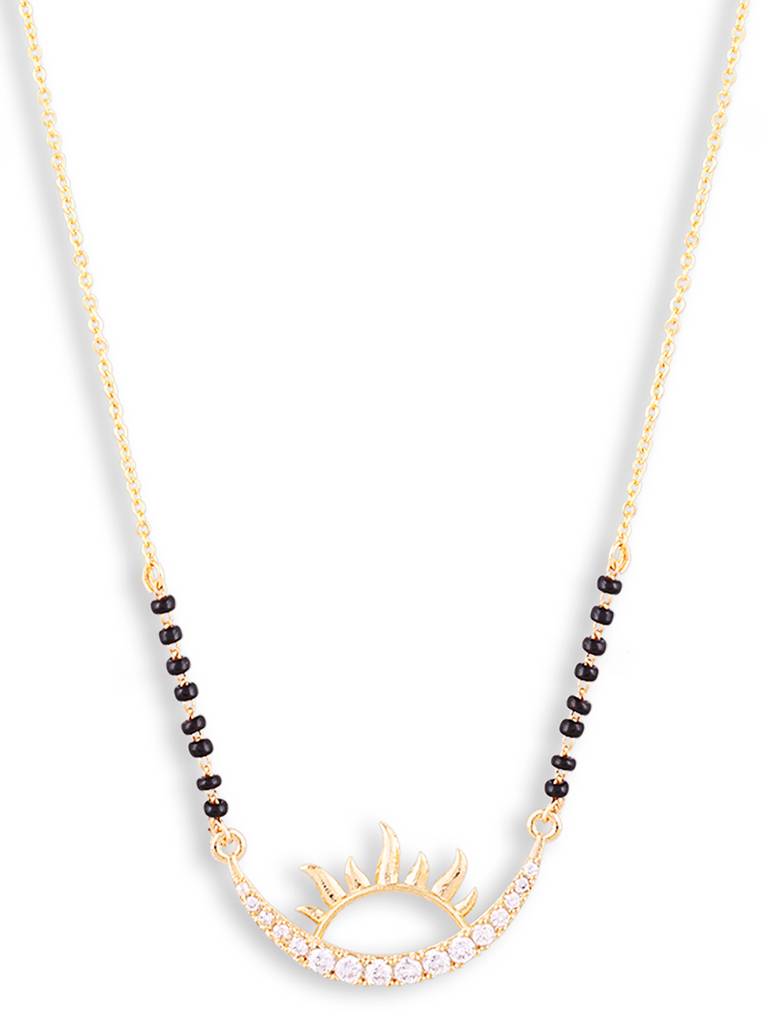 Gold Plated Black Bead Mangalsutra Perfect For Ethnic Wear : GPMS88Sunrise