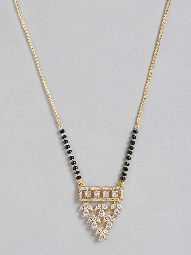 Gold Plated Mangalsutra With Black Bead Detailing Perfect Gift : GPMSBChainCelebrate