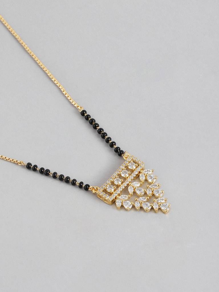 Gold Plated Mangalsutra With Black Bead Detailing Perfect Gift : GPMSBChainCelebrate