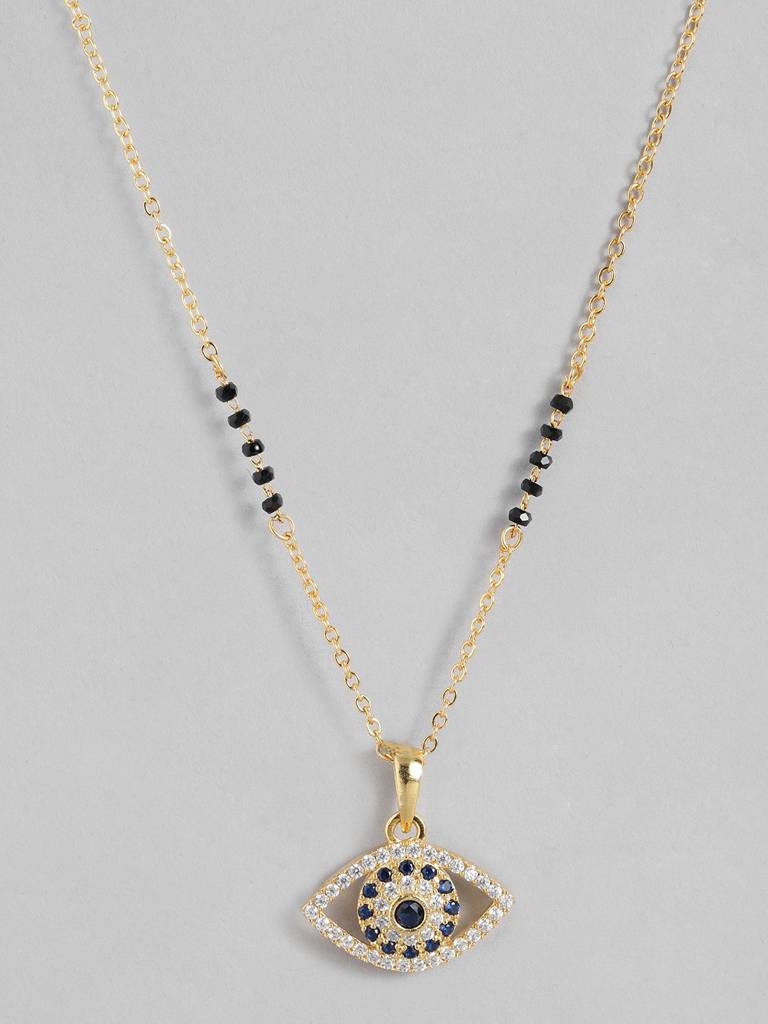 Trendy Mangalsutra With Gold Plating And Black Beads : GPMSC55BlueEye