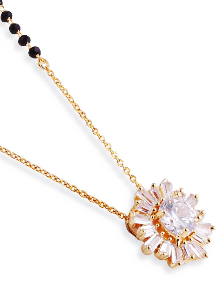 Gold Plated Black Bead Mangalsutra American Ethnic Style : GPMSC55Bold