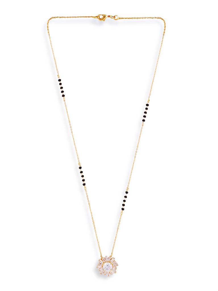Gold Plated Black Bead Mangalsutra American Ethnic Style : GPMSC55Bold