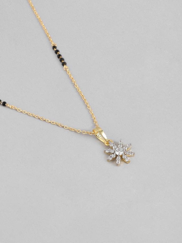 Gold Plated Mangalsutra Necklace With Black Beads Perfect Accessory : GPMSC55Christmas