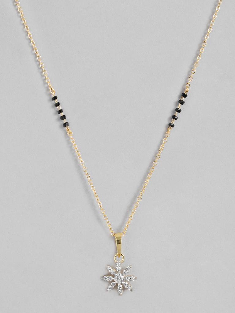 Gold Plated Mangalsutra Necklace With Black Beads Perfect Accessory : GPMSC55Christmas