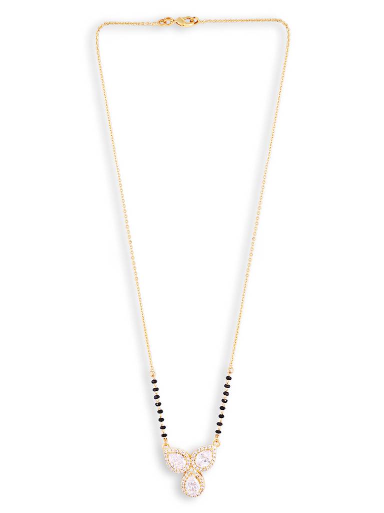 Elegant Mangalsutra With Gold Plated Finish And Black Beads : GPMSC99Trio