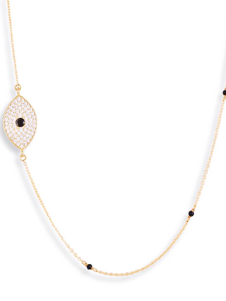 Modern Gold Plated Mangalsutra With Black Bead Highlights : GPMSGoodLuck