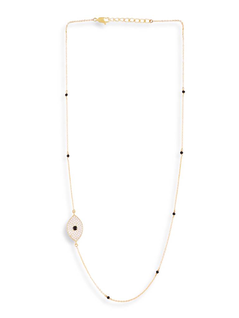 Modern Gold Plated Mangalsutra With Black Bead Highlights : GPMSGoodLuck