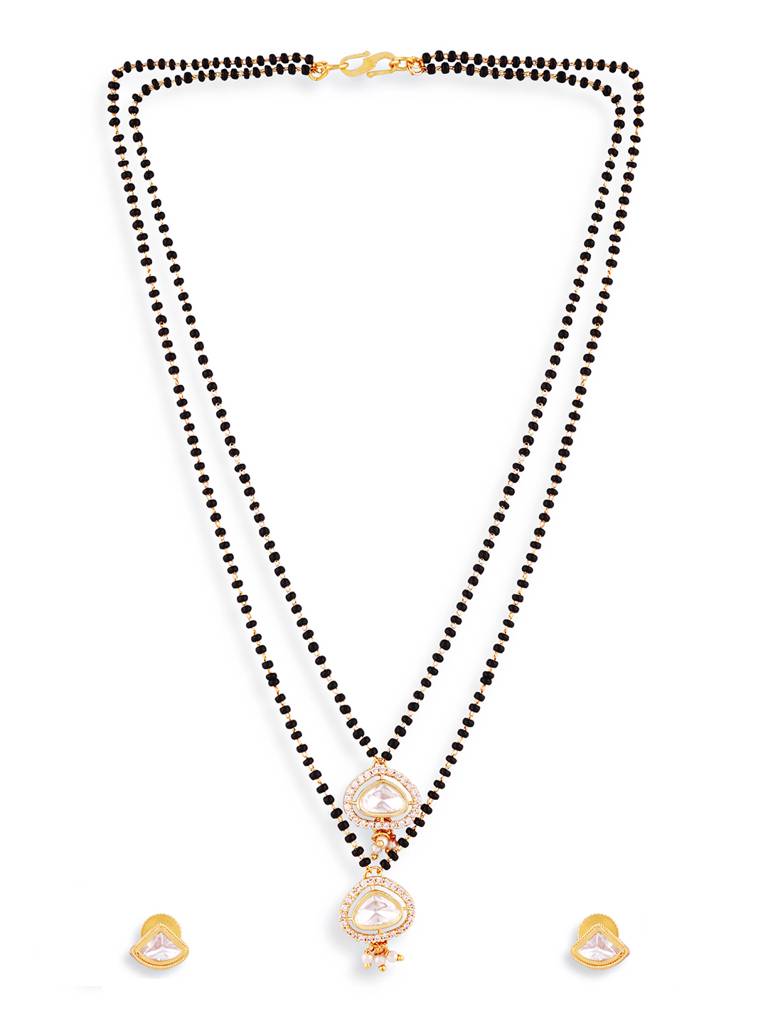 Classic American Mangalsutra In Gold Plated Black Bead Design : GPMSLulu