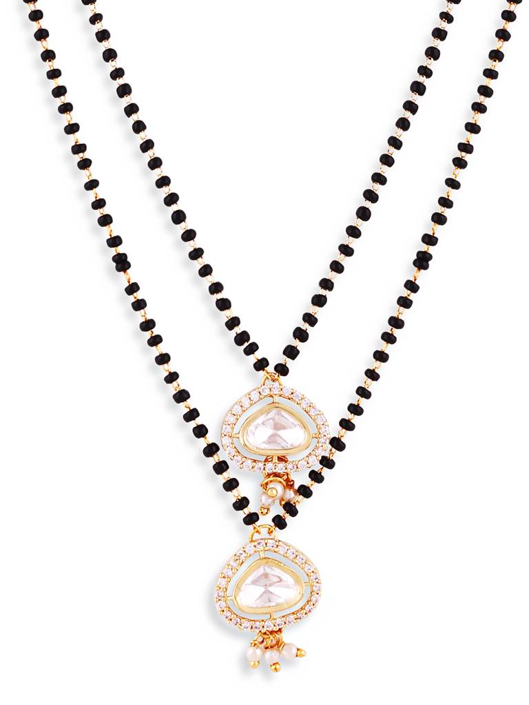 Classic American Mangalsutra In Gold Plated Black Bead Design : GPMSLulu