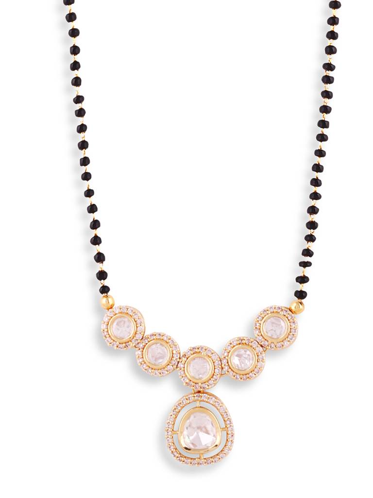 Stylish Gold Plated Mangalsutra Black Bead Minimalist Design : GPMSZiva