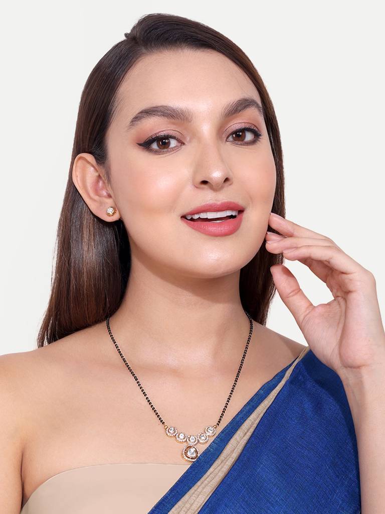 Stylish Gold Plated Mangalsutra Black Bead Minimalist Design : GPMSZiva