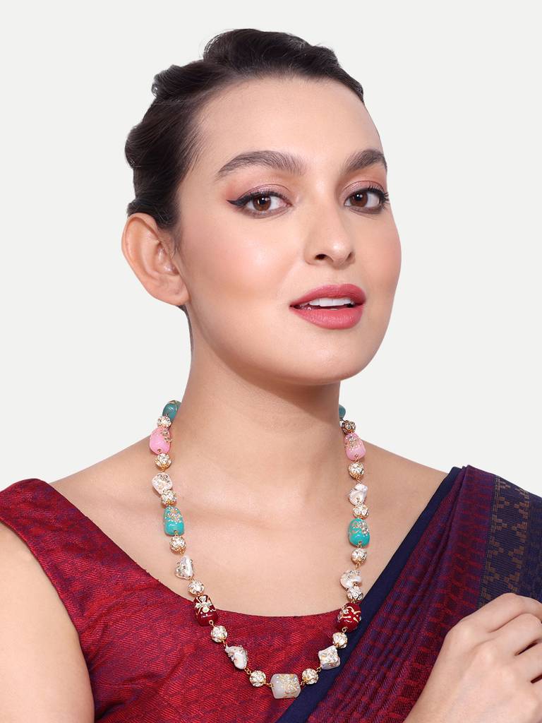 Golden Baroque Beads Pearls Jewellery Mala Without Earrings : GPMala1LBaroquePearl