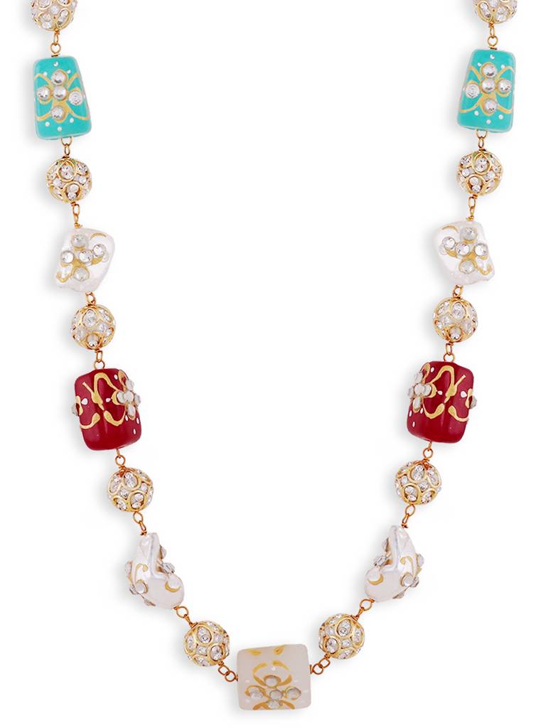Golden Baroque Beads Pearls Jewellery Mala Without Earrings : GPMala1LBaroquePearl