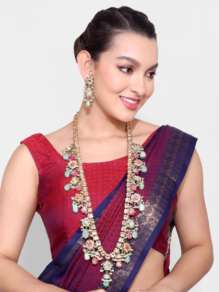 Multicolour Jaipuri Beads Stone Mala Set : GPMalaHQRoyalBig