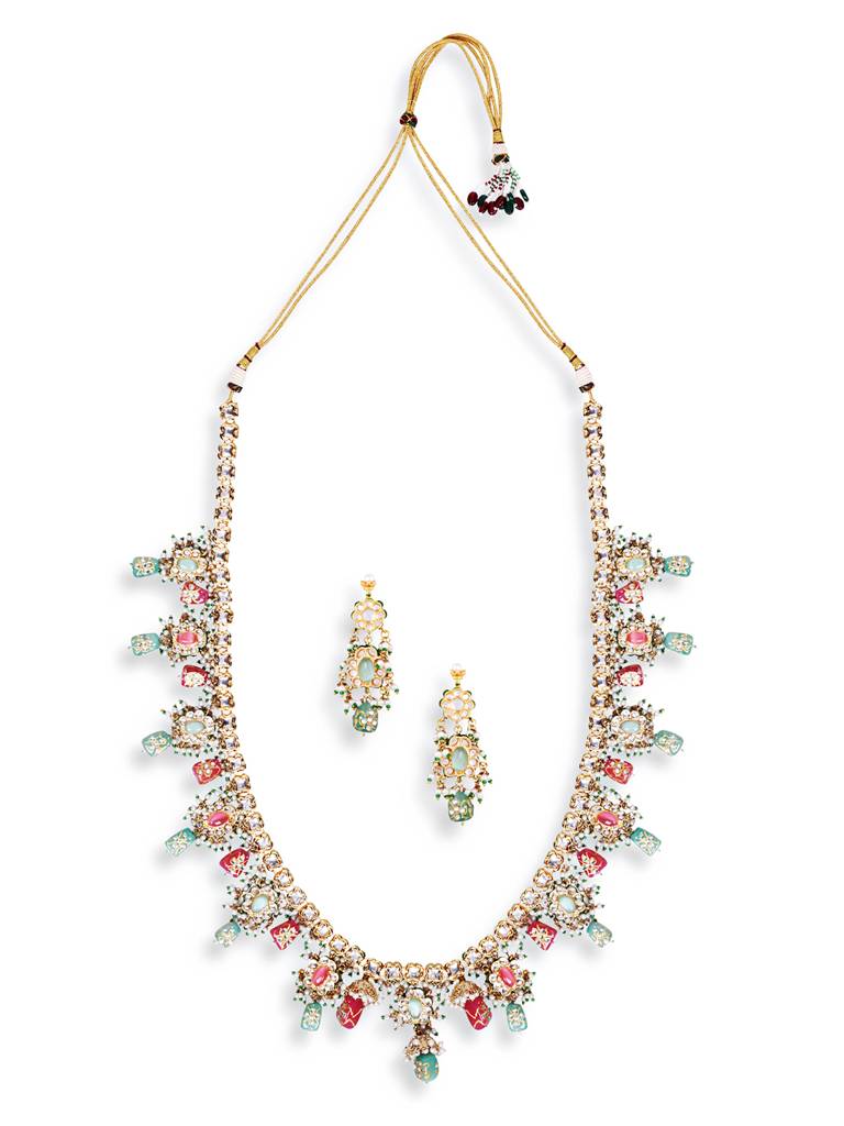 Multicolour Jaipuri Beads Stone Mala Set : GPMalaHQRoyalBig