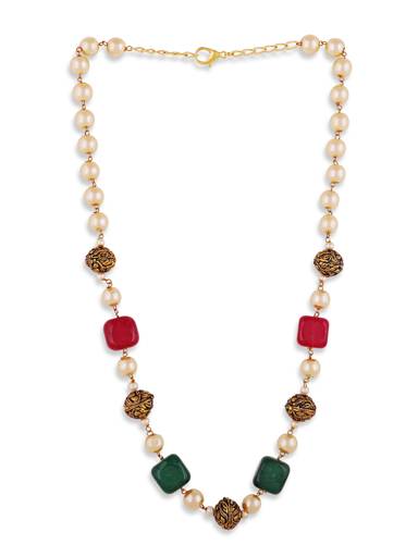 Gold Plated Jaipuri Beads Pearls Jewellery Mala : GPMalaSJMonalisaMulti