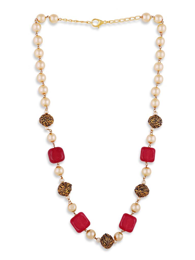 Handcrafted  Jaipuri Beads Pearls Jewellery Mala : GPMalaSJMonalisaRed