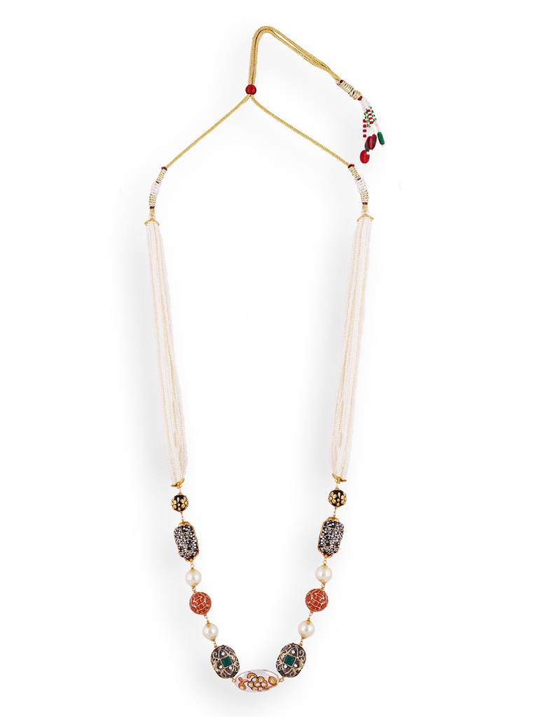 Beads Pearls Stones Gold Plated Mala Without Earrings : GPMalaSelect