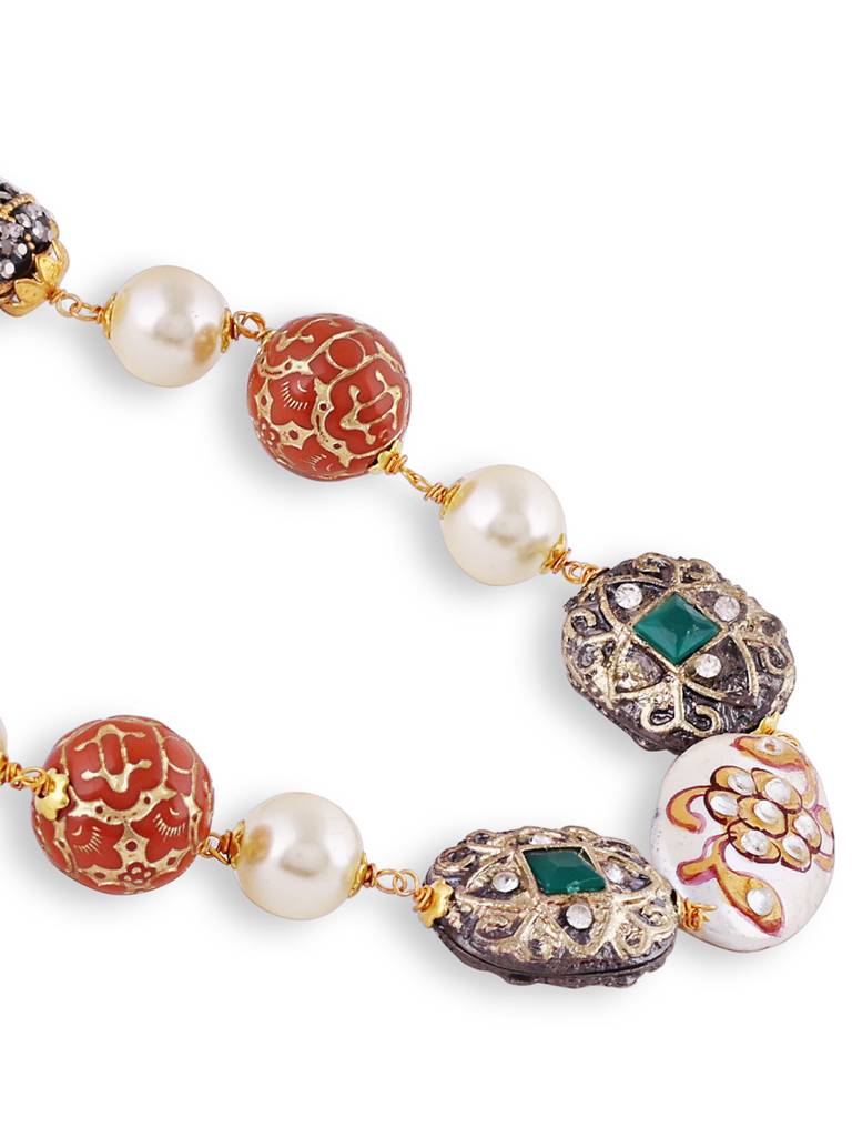 Beads Pearls Stones Gold Plated Mala Without Earrings : GPMalaSelect