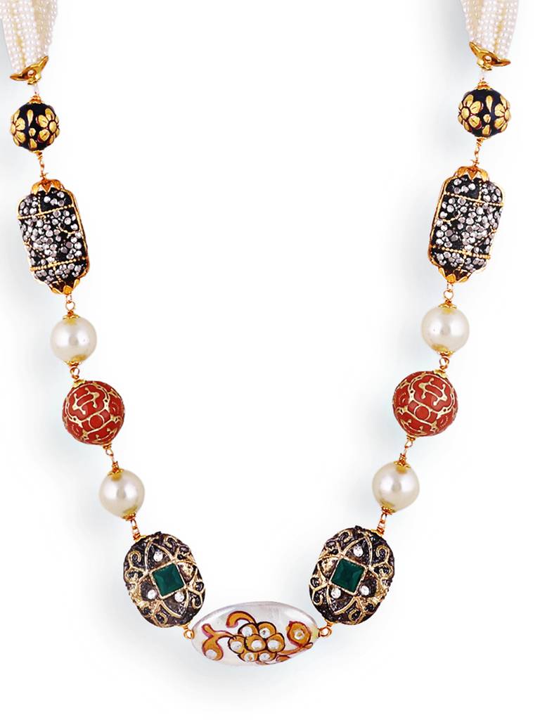 Beads Pearls Stones Gold Plated Mala Without Earrings : GPMalaSelect