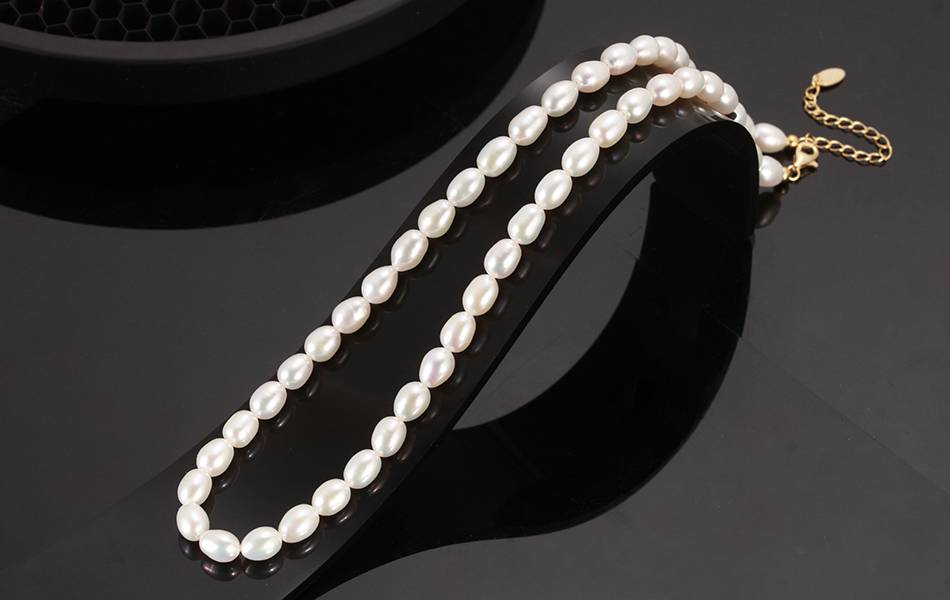 925 Sterling Silver 18K Gold Plated Fresh Water Pearl Necklace For Women & Girls : BRDFWCPN