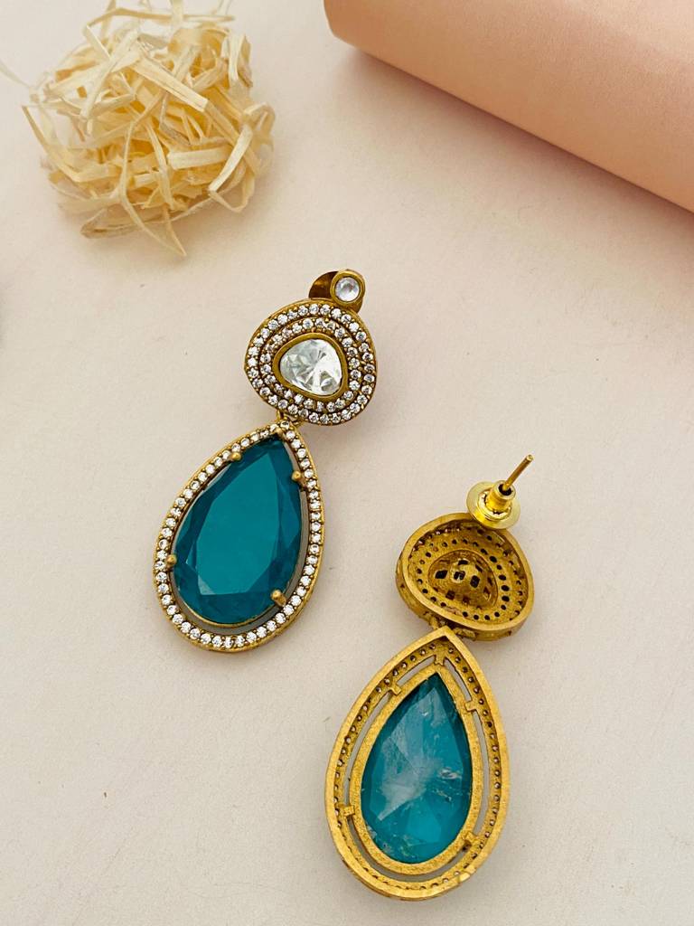 Sophisticated Gold Plated Polki American Diamond Studded Necklace-Gpncsabyasachiaarohir03 : GPNCSabyasachiAarohiR03