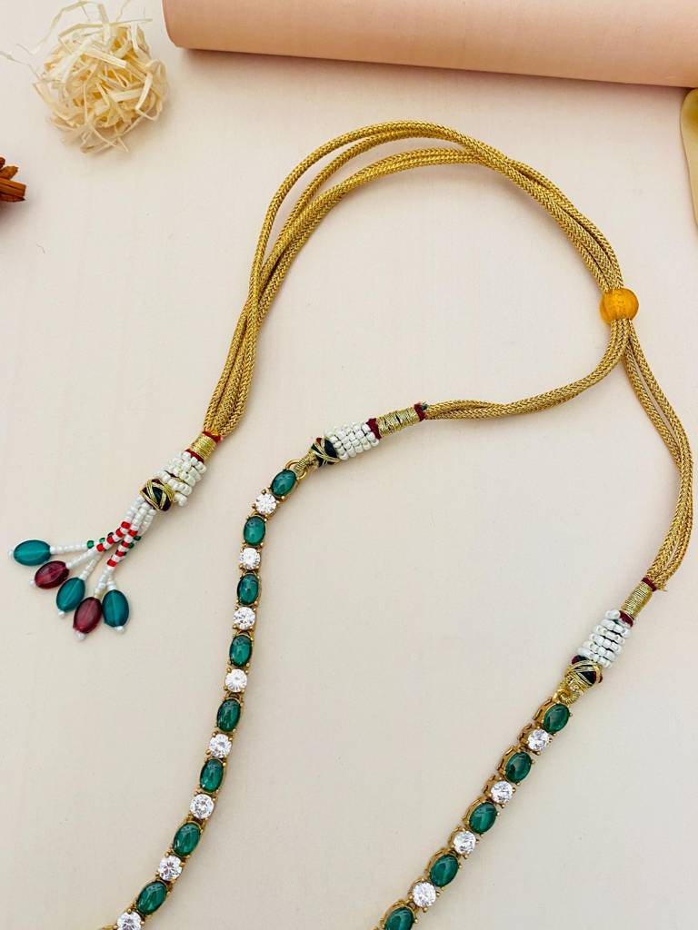Sophisticated Gold Plated Polki American Diamond Studded Necklace-Gpncsabyasachiaarohir03 : GPNCSabyasachiAarohiR03