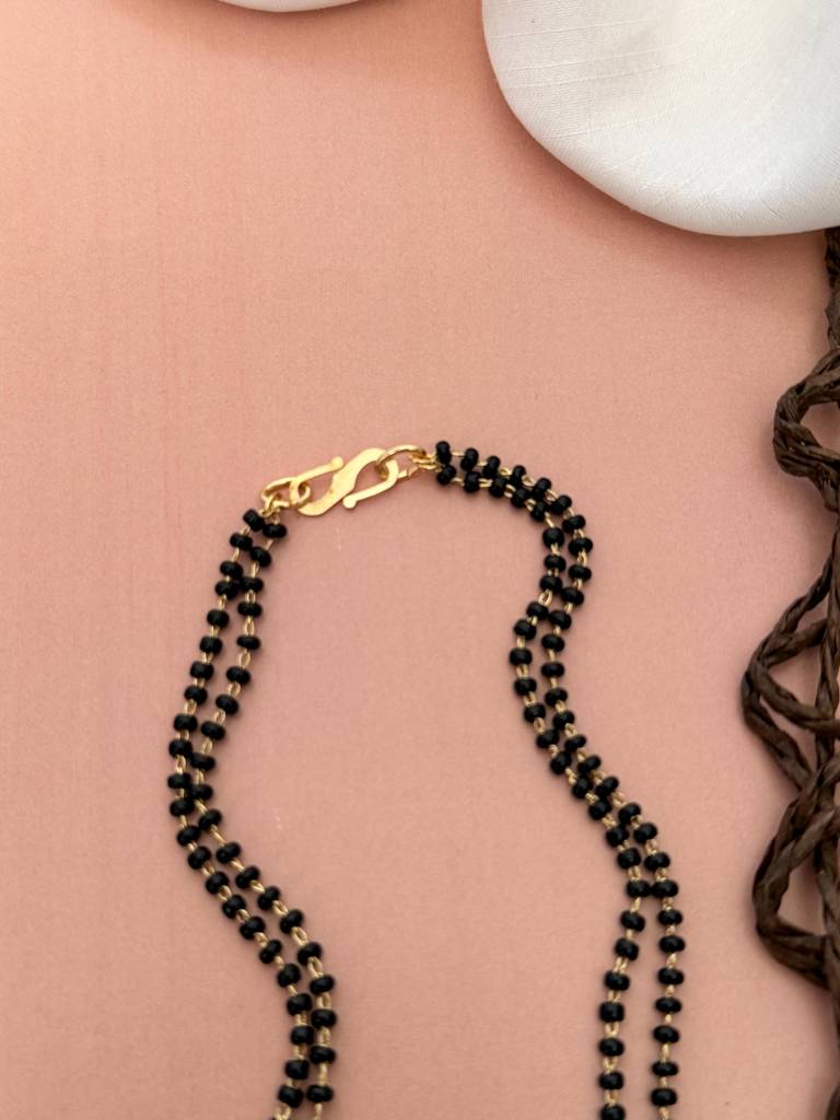 Gold Plated American Diamond Studded & Beaded Mangalsutra Set-Gppjmms18Dshreer01 : GPPJMMS18DShreeR01