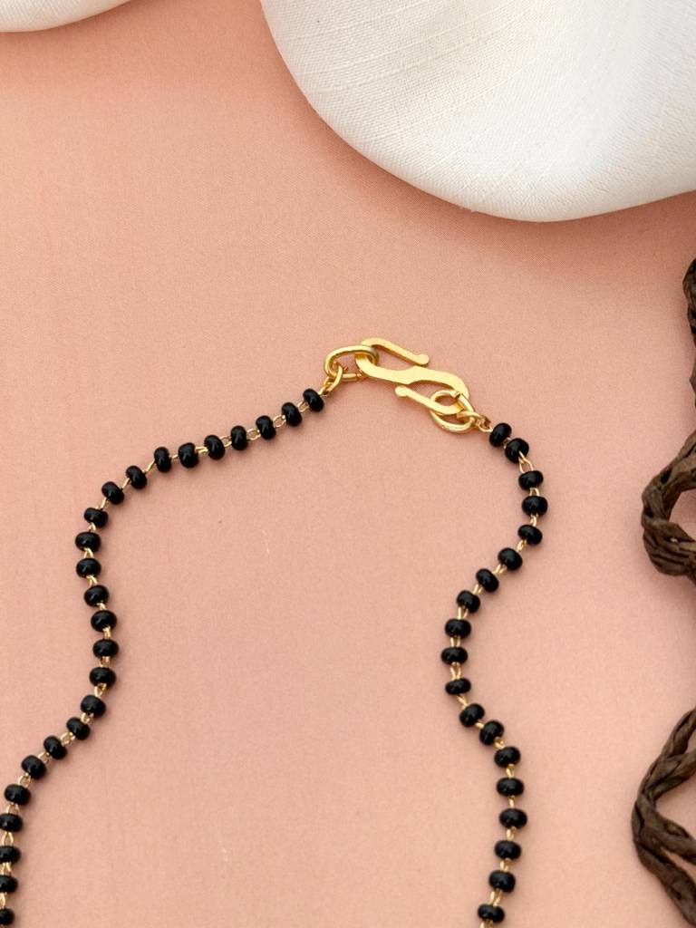 Gold Plated American Diamond Studded & Beaded Mangalsutra Set-Gppjmms18Sdheyr01 : GPPJMMS18SDheyR01