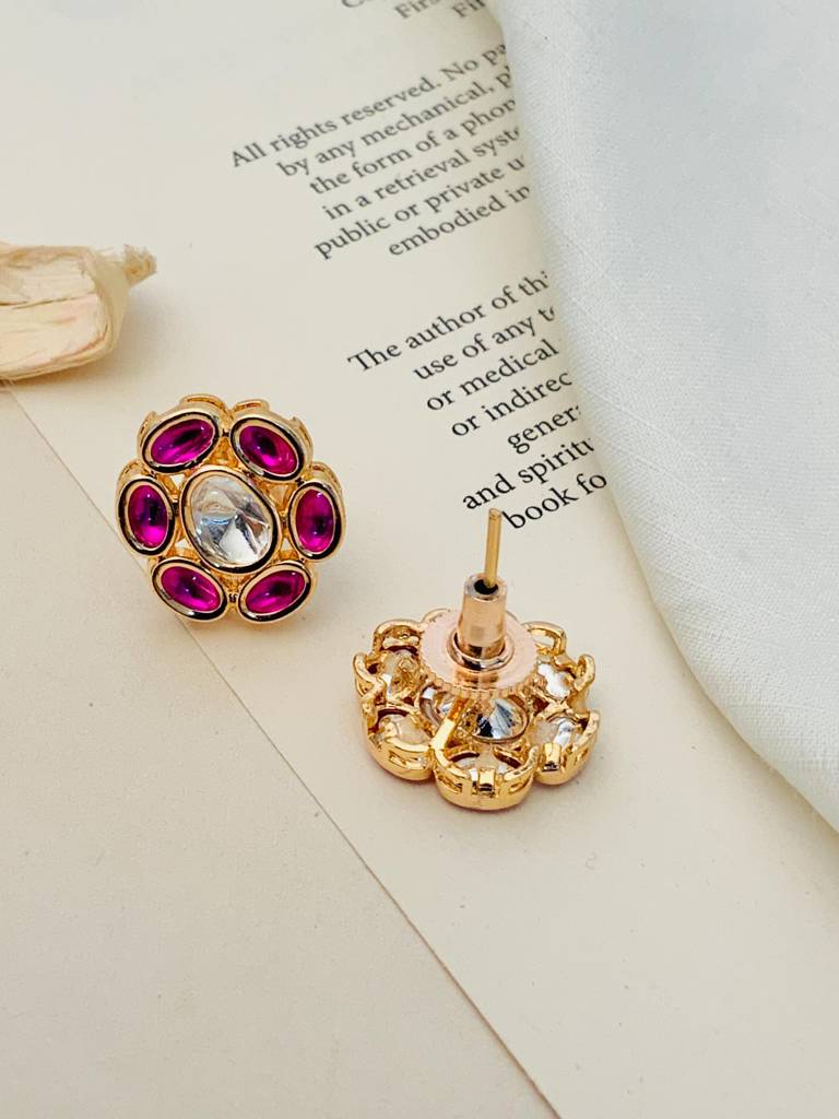 Trending Gold Plated Polki Pendant Set : GPPSCanalPink