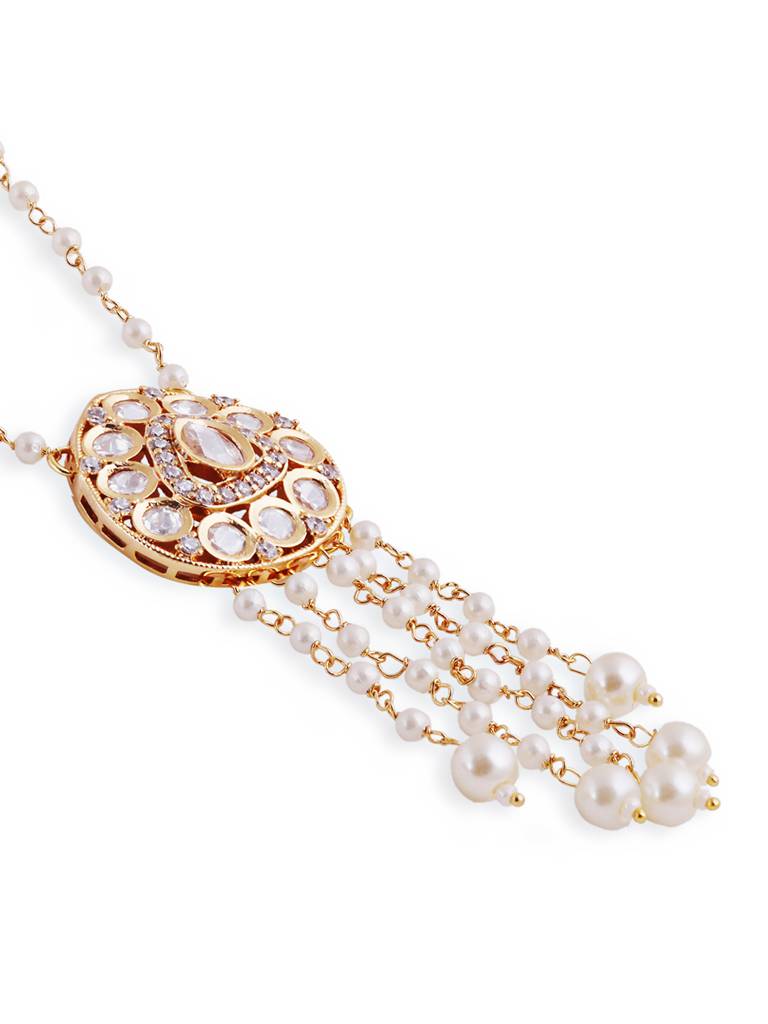Gold Plated Kundan Polki Necklace For Women : GPPSPolkiOval