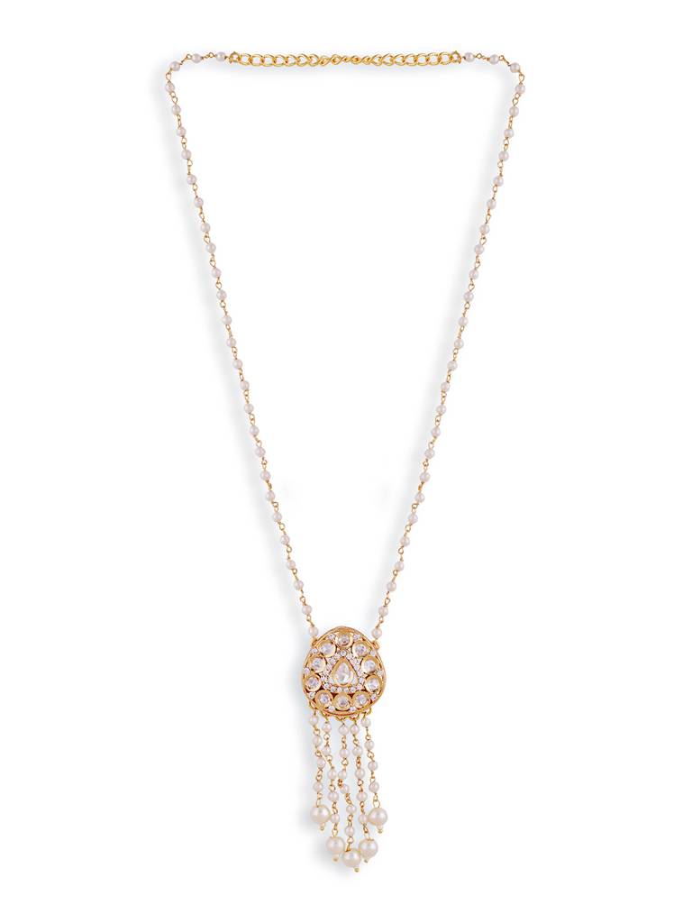 Gold Plated Kundan Polki Necklace For Women : GPPSPolkiOval