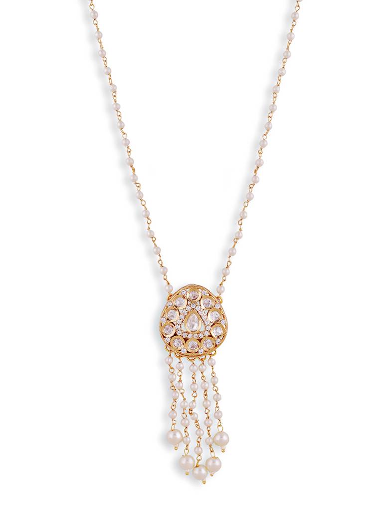 Gold Plated Kundan Polki Necklace For Women : GPPSPolkiOval