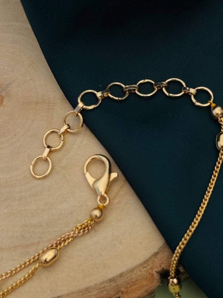 Sophisticated Gold Plated Temple Jewellery Set-Gppolkijj2Dualgreenlayerr01 : GPPolkiJJ2DualGreenLayerR01