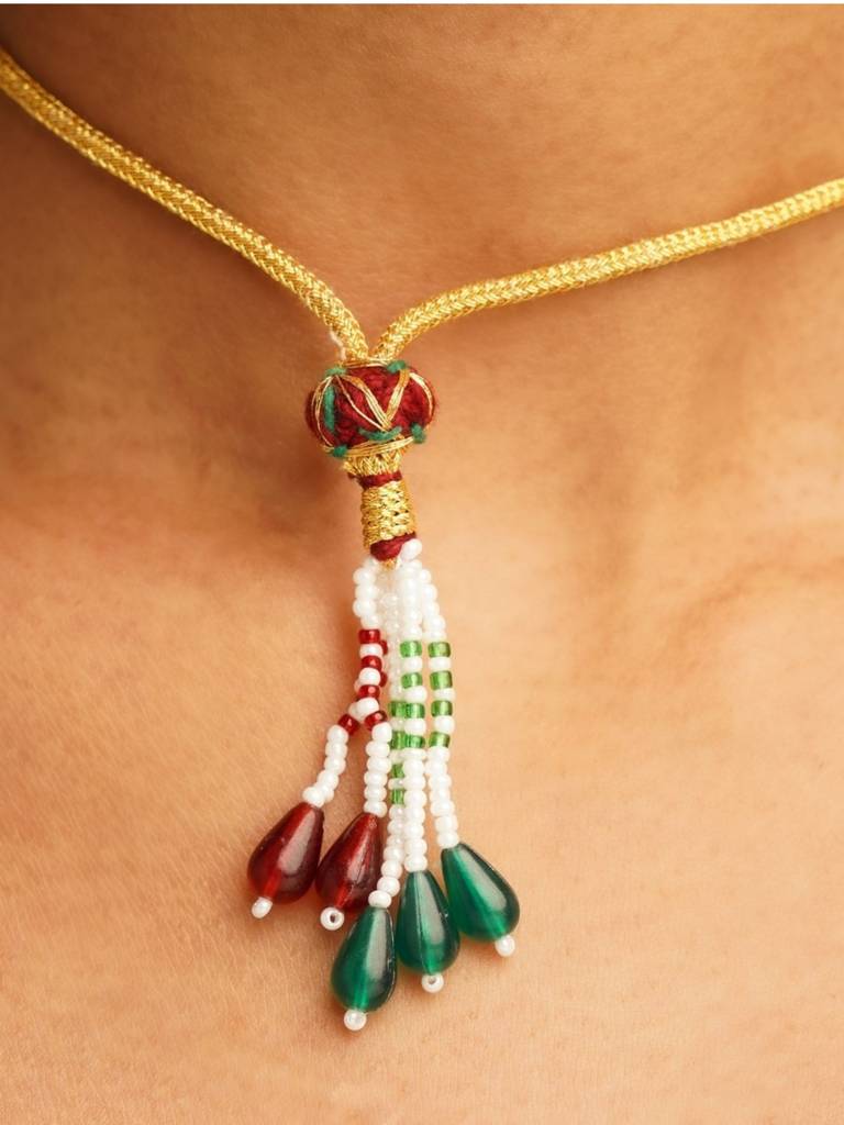 Beautiful Gold Tone Sabyasachi Inspired Jewellery Women : GPPolkiJJGreen5lineMalaR01