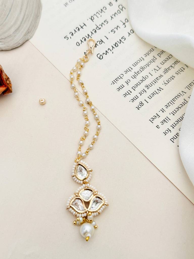 Ellite Gold Plated Kundan Floral Maangtikka-Gppolkijjmg04R02 : GPPolkiJJMG04R02