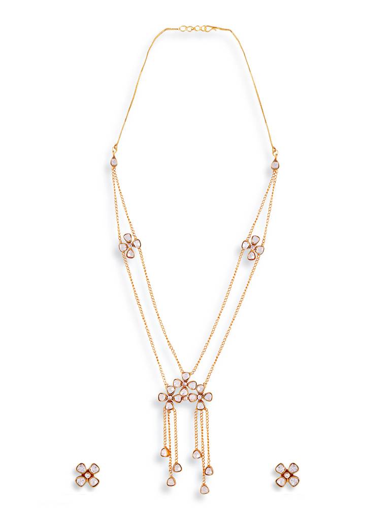 Gold Plated Polki Choker Necklace With Earrings : GPPolkiNecklace2