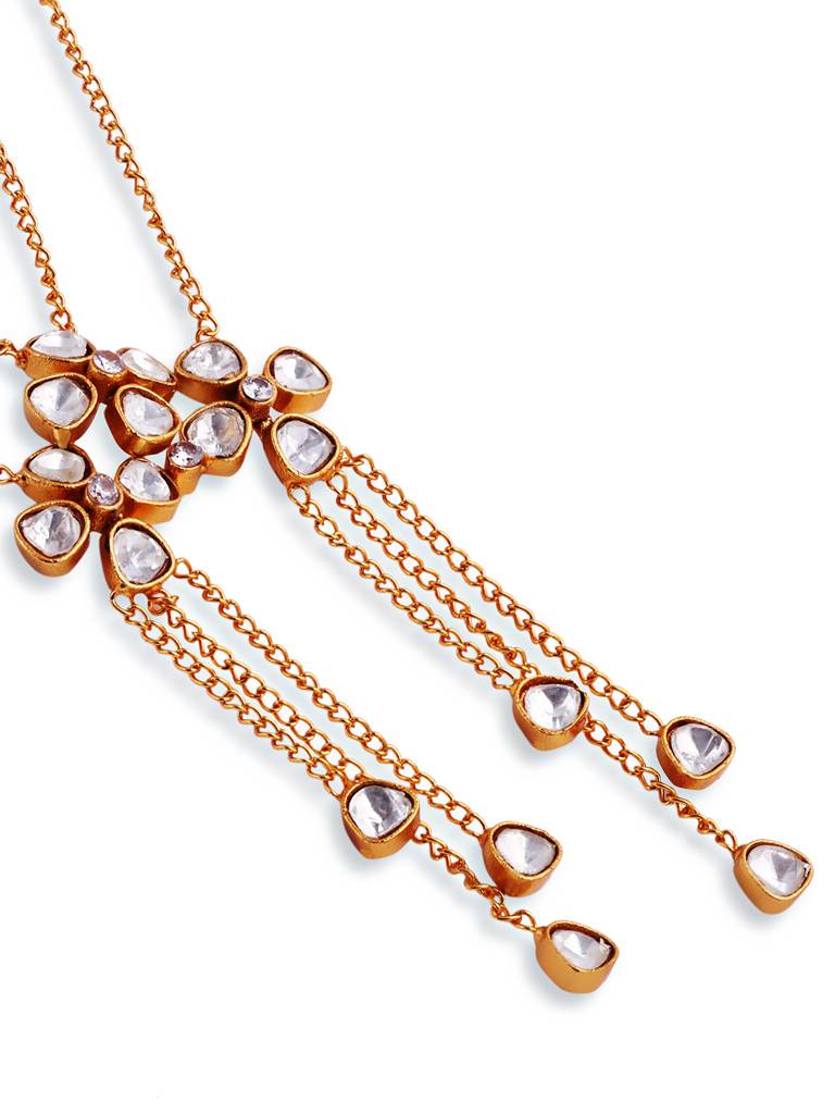 Gold Plated Polki Choker Necklace With Earrings : GPPolkiNecklace2